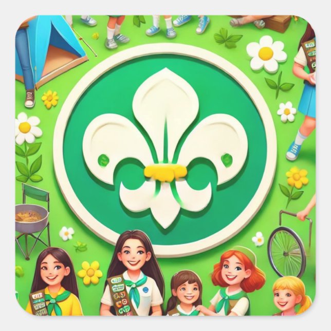 Pegatina Cuadrada Chica Scout Honor (Anverso)