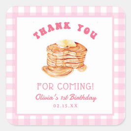 Pegatina Cuadrada Chica Short Stack Pancake Cumpleaños Gracias