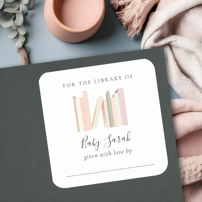 Pegatina Cuadrada Chica simple lindo  simple Bookplate Baby Shower (Subido por el creador)
