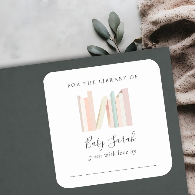 Pegatina Cuadrada Chica simple lindo  simple Bookplate Baby Shower (Subido por el creador)