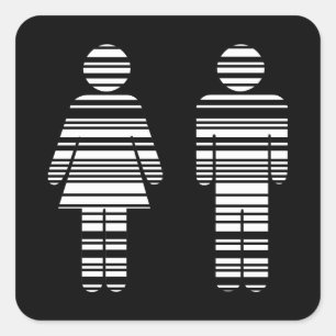 Pegatina Cuadrada chica y muchacho del código de barras
