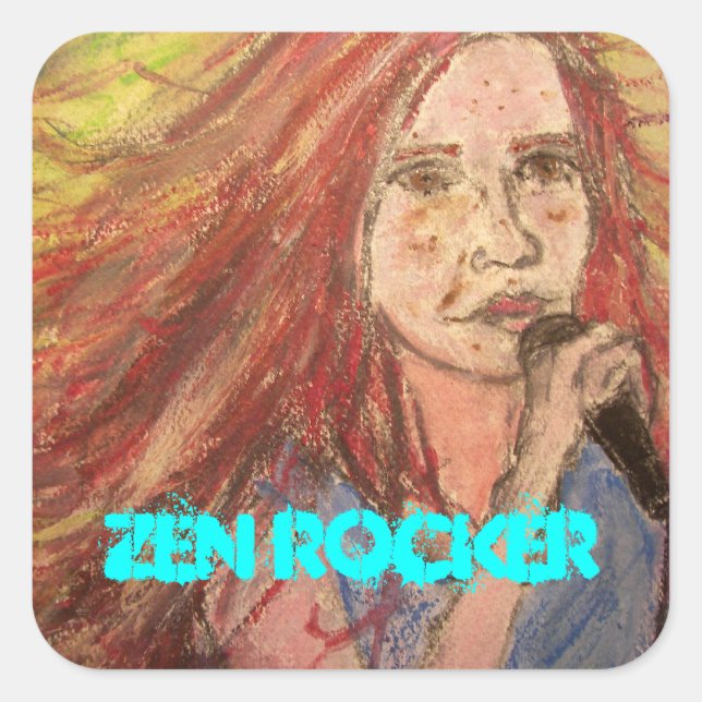 Pegatina Cuadrada Chica Zen Rocker (Anverso)
