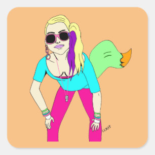 Pegatina Cuadrada chica zorro de los años 80