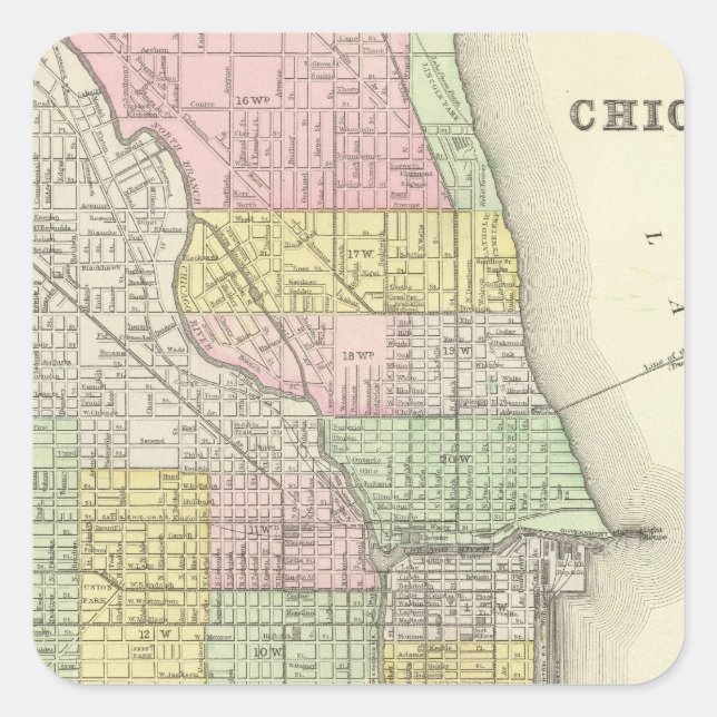 Pegatina Cuadrada Chicago 2 (Anverso)