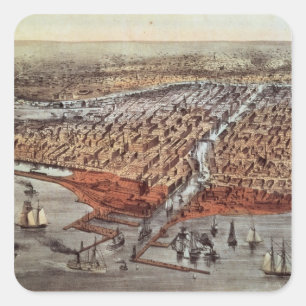 Pegatina Cuadrada Chicago como era, c.1880