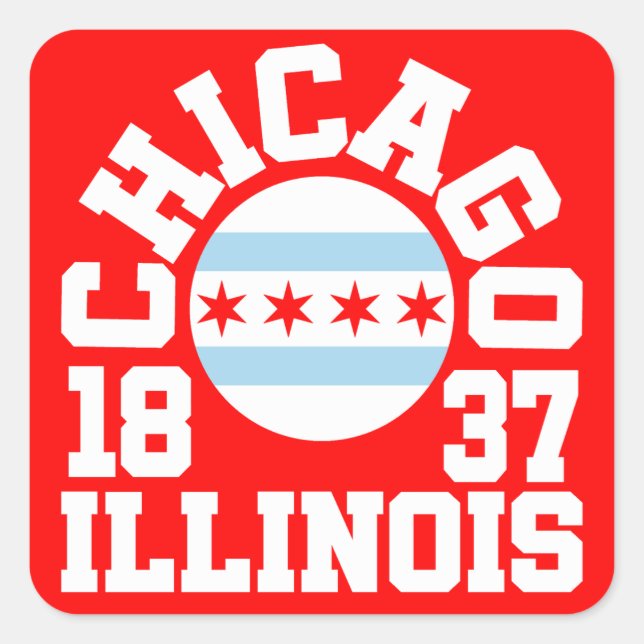 Pegatina Cuadrada Chicago, Illinois (Anverso)