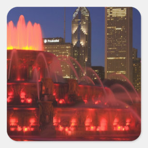 Pegatina Cuadrada Chicago, Illinois, Fuente Buckingham