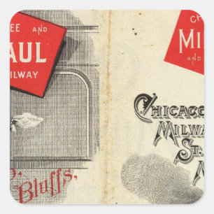 Pegatina Cuadrada Chicago Milwaukee y St Paul Railway