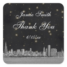 Chicago Skyline #2 Black Gold Star Gracias