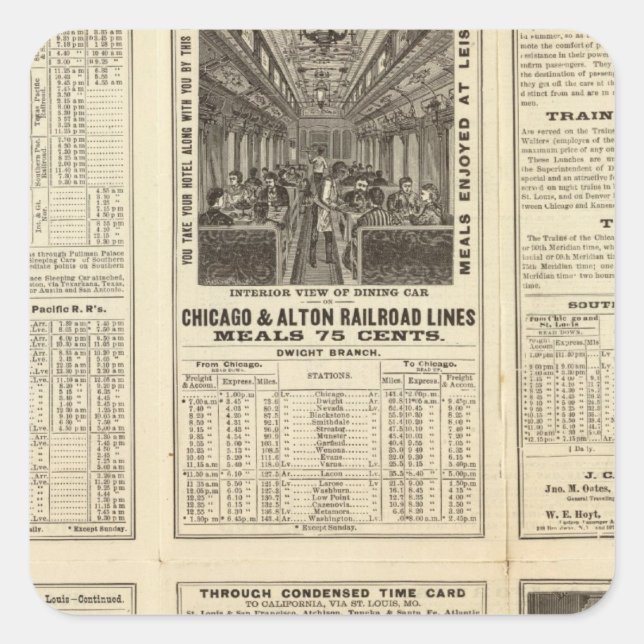 Pegatina Cuadrada Chicago y Alton Railroad 2 (Anverso)
