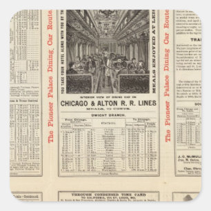 Pegatina Cuadrada Chicago y ferrocarril 3 de Alton