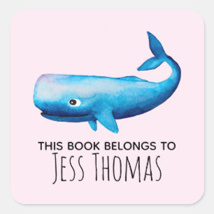 Pegatina Cuadrada Chicas adoran este libro pertenece a ballenas y no