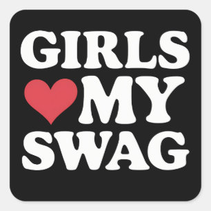 Pegatina Cuadrada Chicas Aman Mi Corazón Swag Día de San Valentín