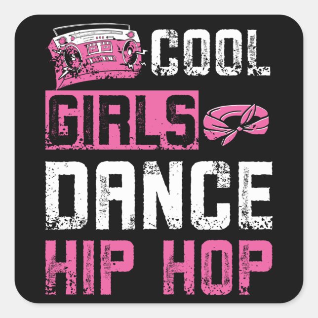 Pegatina Cuadrada Chicas bailan Hip Hop (Anverso)