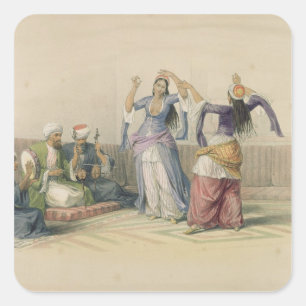 Pegatina Cuadrada Chicas bailando en El Cairo, de 'Egipto y Nubia'