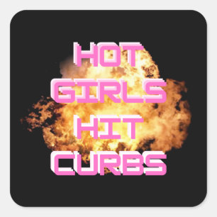 Pegatina Cuadrada Chicas calientes golpean cadena de llaves explosió