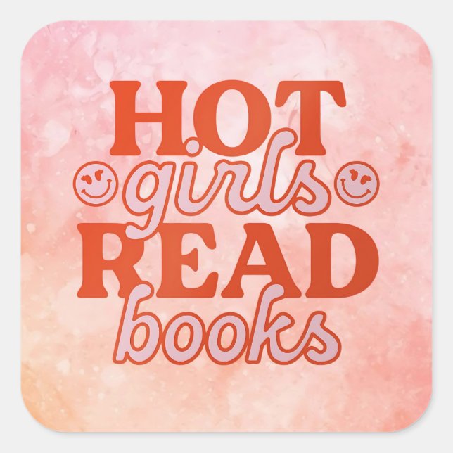 Pegatina Cuadrada Chicas Calientes Leen Libros (Anverso)