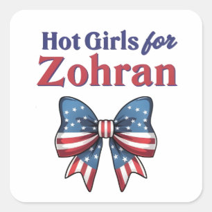 Pegatina Cuadrada Chicas Calientes Para Zohran Mamdani Alcalde de NY