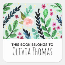 Chicas Cute Watercolor Flores Menores Bookplate