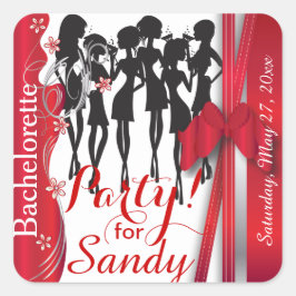Pegatina Cuadrada Chicas de Bachelorette o Birthday Party Diva
