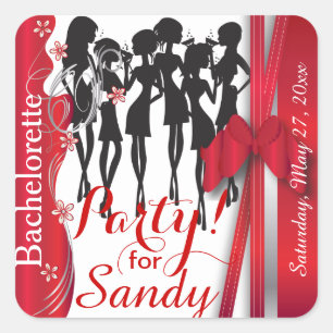 Pegatina Cuadrada Chicas de Bachelorette o Birthday Party Diva