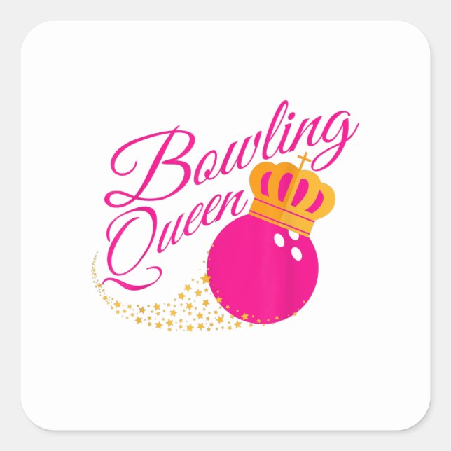 Pegatina Cuadrada chicas de boliche queen divertidos (Anverso)