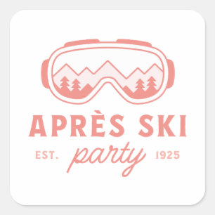 Pegatina Cuadrada Chicas de fiesta après ski estética rosa