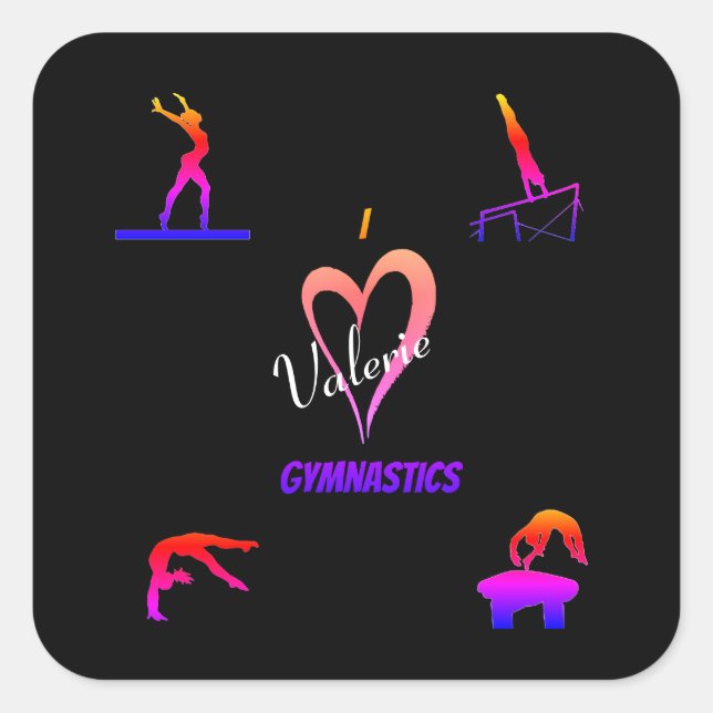 Pegatina Cuadrada Chicas de gimnasia: Pegatinas de "I love Gymnastic (Anverso)