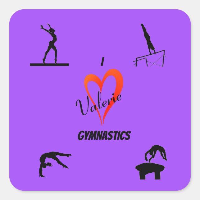 Pegatina Cuadrada Chicas de gimnasia: Pegatinas de "I love Gymnastic (Anverso)