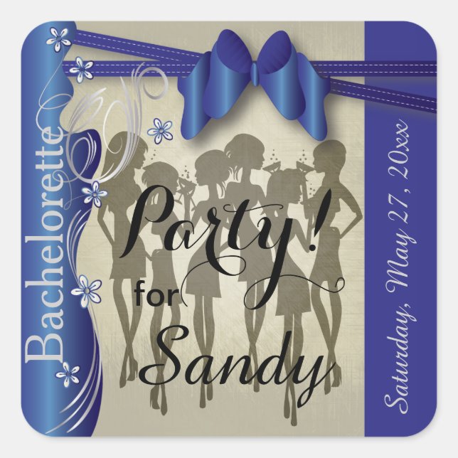 Pegatina Cuadrada Chicas de la Diva de Bachillerato o Cumpleaños - S (Anverso)