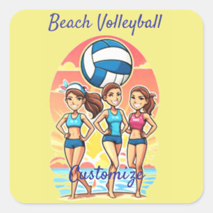 Pegatina Cuadrada Chicas de voleibol de playa Thunder_Cove