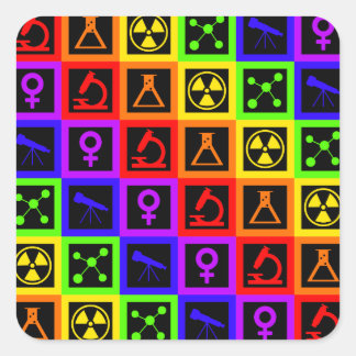 Pegatina Cuadrada Chicas en ciencia