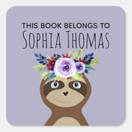 Pegatina Cuadrada Chicas "Este libro pertenece" Marcador de nombres 