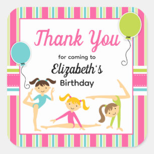 Pegatina Cuadrada Chicas Gimnastas Lindas Sticker de Gracias