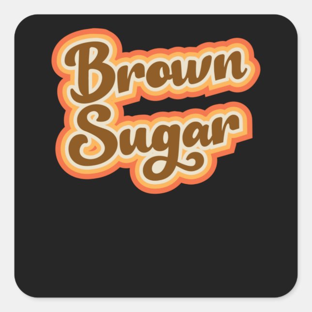 Pegatina Cuadrada Chicas gráficos de estilo retro de azúcar marrón (Anverso)