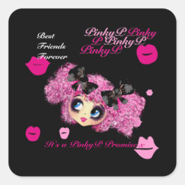 Pegatina Cuadrada Chicas Kawaii, mejores amigas, regalos para siempr