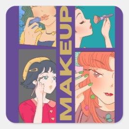 PEGATINA CUADRADA CHICAS MAKEUP