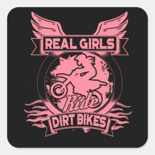 Pegatina Cuadrada Chicas Reales En Bicicletas Sucias Para Mujeres Mo