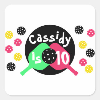 Pegatina Cuadrada Chicas rosados y verdes