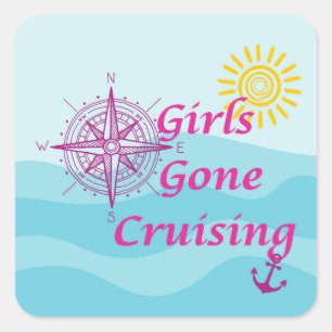 Pegatina Cuadrada Chicas se fueron de crucero