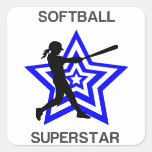Pegatina Cuadrada Chicas Softball Superstar