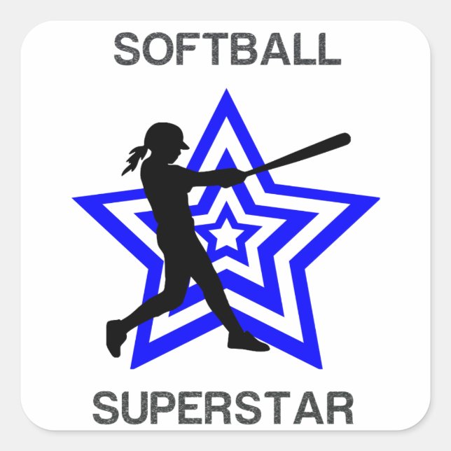 Pegatina Cuadrada Chicas Softball Superstar (Anverso)