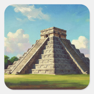 Pegatina Cuadrada Chichen Itza Mexico Travel Beach
