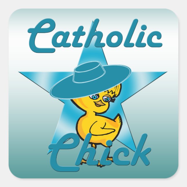 Pegatina Cuadrada Chick católico n° 7 (Anverso)