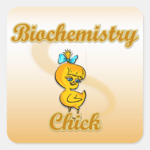Pegatina Cuadrada Chick de bioquímica