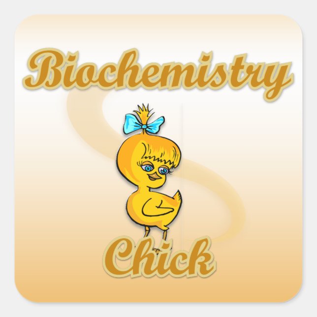 Pegatina Cuadrada Chick de bioquímica (Anverso)