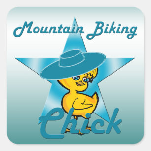 Pegatina Cuadrada Chick de ciclismo de montaña #7