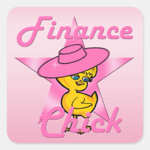 Pegatina Cuadrada Chick de finanzas #8