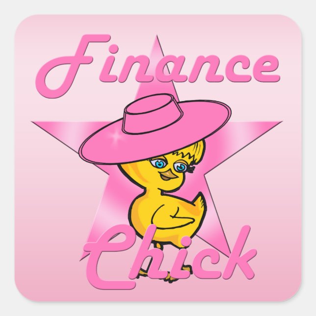 Pegatina Cuadrada Chick de finanzas #8 (Anverso)