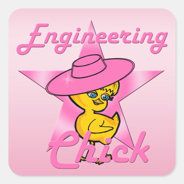 Pegatina Cuadrada Chick de ingeniería #8 (Anverso)